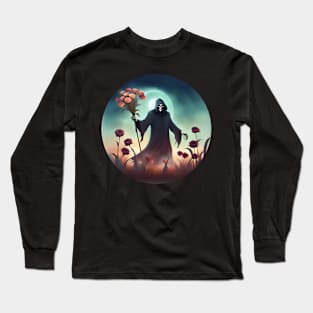 Flower-giving Grim Reaper Long Sleeve T-Shirt